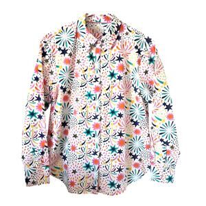 Boden Womens Fireworks Pattern Classic Shirt Blouse Size 8 Colorful